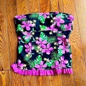 Pink, floral and polkadot, swim top size large